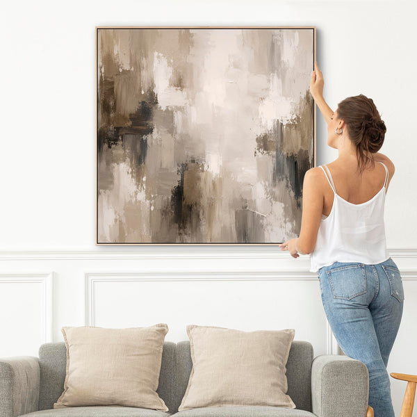 Living Room Framed Abstract Wall Art Canvas - Clay Fresco