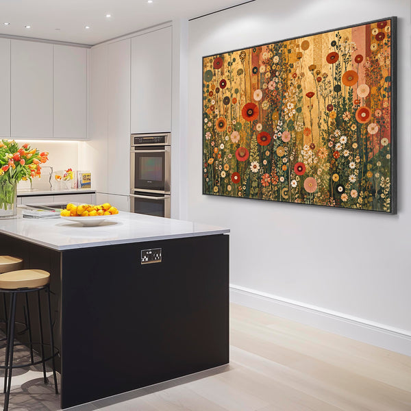 Gustav Klimt inspired Colourful Kitchen Framed Canvas Wall Art