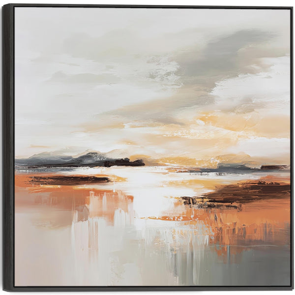 Hallway Wall Art for Entrance Way - Orange Grey Abstract Artwork