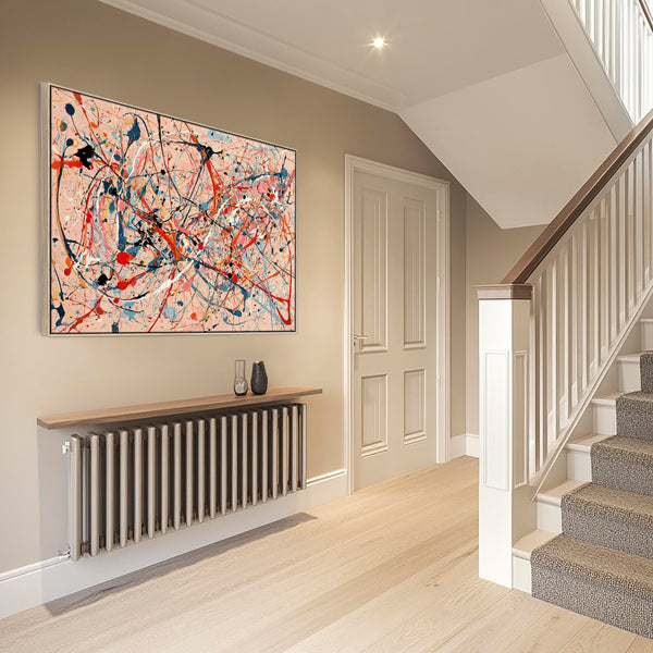 Hallway Framed Wall Art Canvas - Abstract Pollock Style - Flux