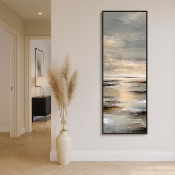 Tall Neutral Black Entrance Hall Framed Canvas Art for Hallway