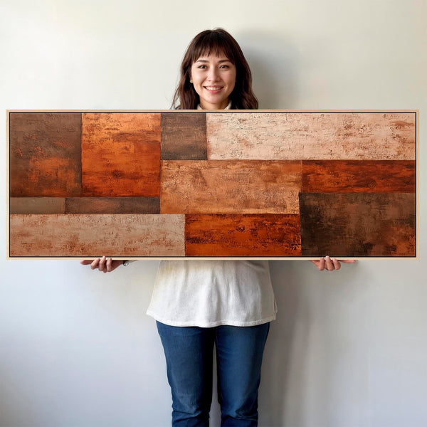 Rusty Umber Orange Horizontal Wall Art - Wide Shades of Autumn