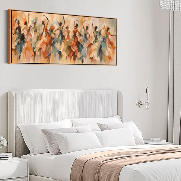 Warm Bedroom Abstract Framed Canvas over Bed - Flamenco Parade