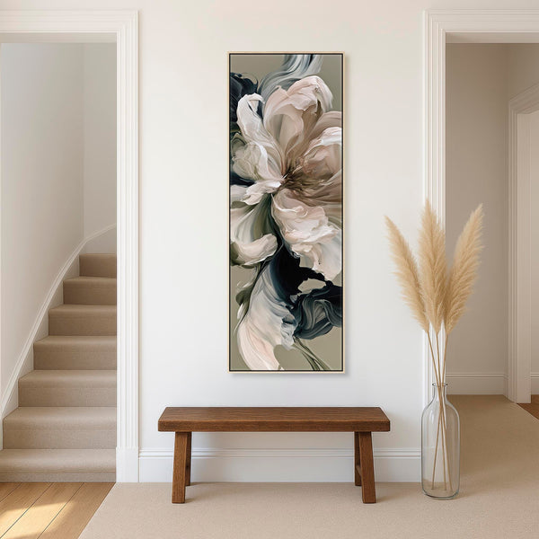 Tall Framed Hallway Canvas Print Sage Green Pink Vertical Art