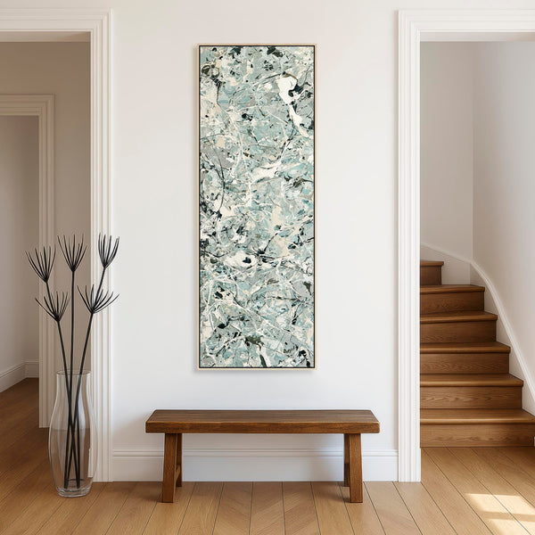 Tall Hallway Vertical Canvas Wall Art - Sage Green Entrance Art