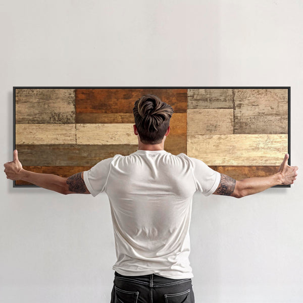 Wide Brown Beige Panoramic Artwork Print Canvas Horizontal Earth