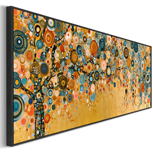 Wide Yellow Blue Gustav Klimt inspired Tree of Life Canvas Art