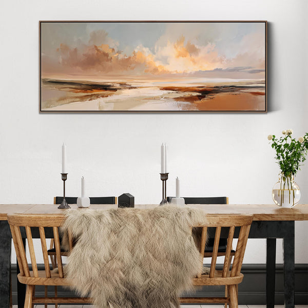 Sienna Abstract Horizon Panoramic Wide Rust Wall Art