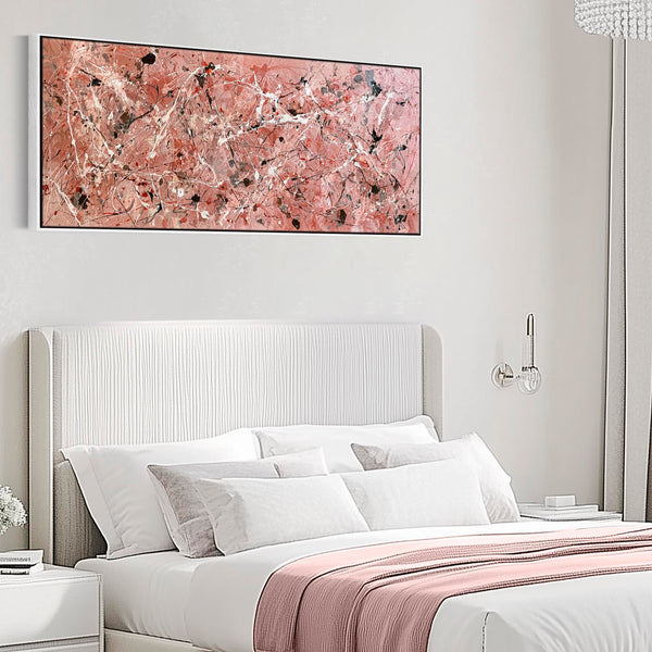Wide Blush Pink Picture for Bedroom Framed Canvas Art over Bed