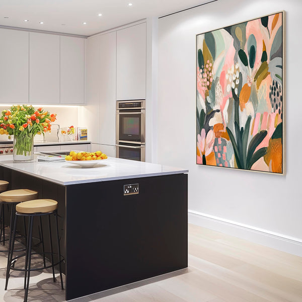 Colourful Kitchen Canvas Floral Wall Art - Frame Included