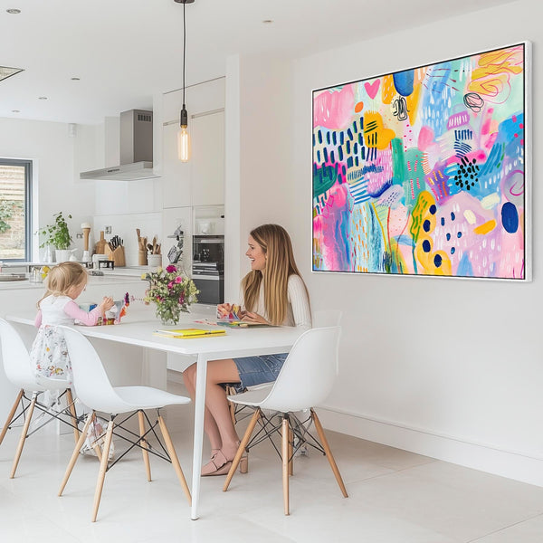 Unusual Framed Wall Art Multi-Coloured Colourful Abstract - Indulgence