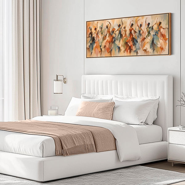 Warm Bedroom Abstract Framed Canvas over Bed - Flamenco Parade