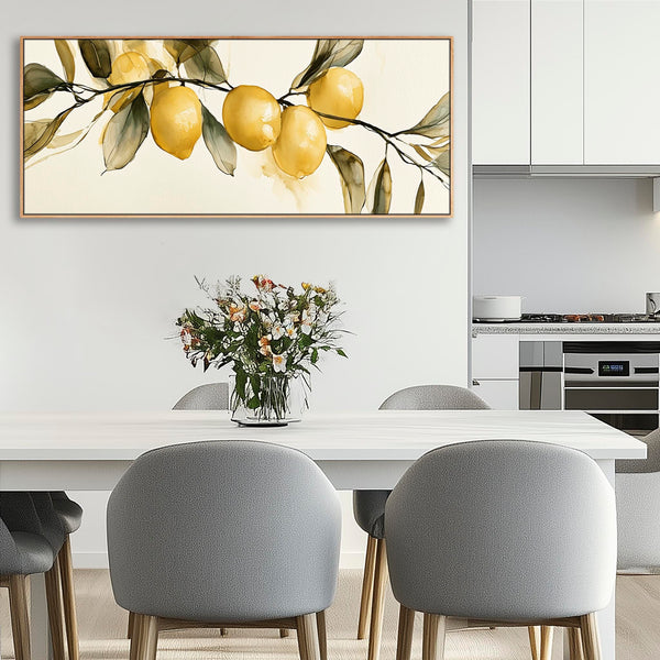 Framed Kitchen Wall Art Print Canvas Fresh Lemons