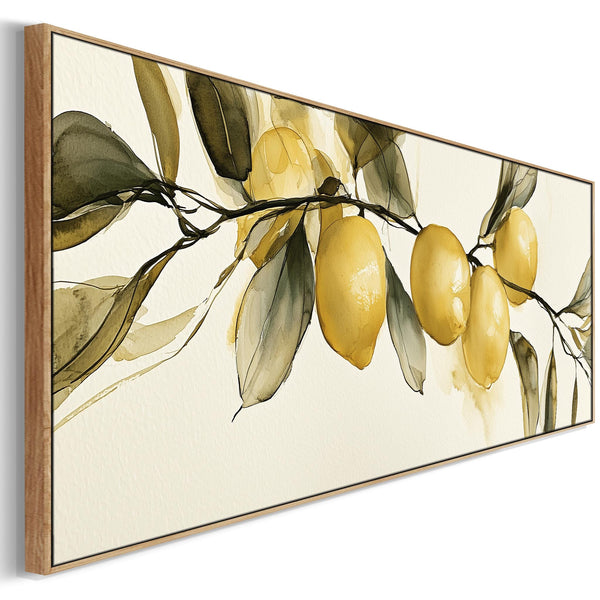 Framed Kitchen Wall Art Print Canvas Fresh Lemons