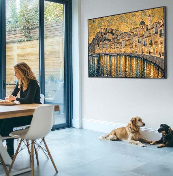 Gustav Klimt inspired Framed Artwork on Canvas Golden Promenade