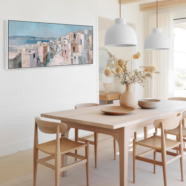 Wide Greek Island Framed Long Wall Art - Aegean Villa Passage