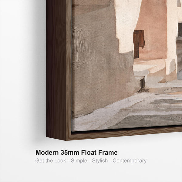 Tall Neutral Framed Hallway Wall Art - Greek Island Memories