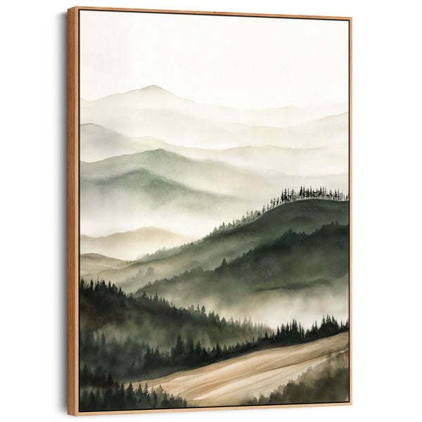 Hallway Framed Green Wall Art Canvas For Entrance Way - Elan