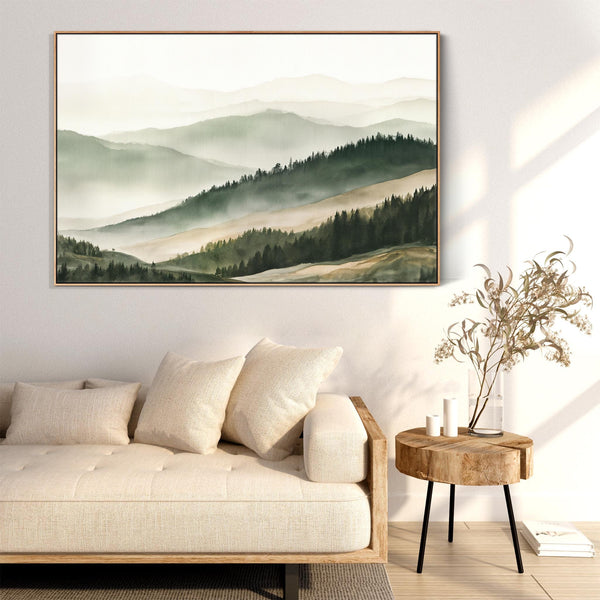 Extra Large Framed Landscape Wall Art Canvas - Tuscan Hills
