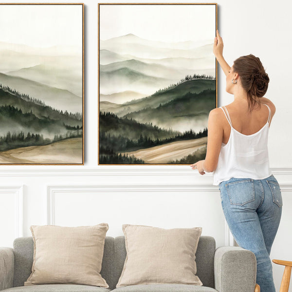 Extra Large Framed Wall Art Pair Canvases Set of 2 - Casentino