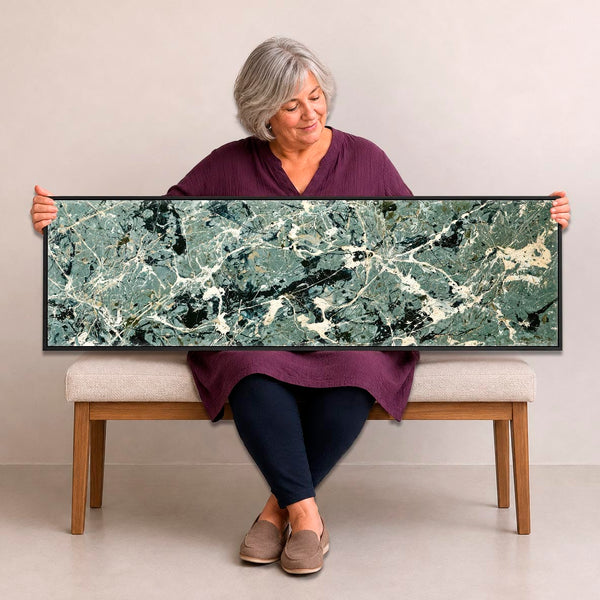 Wide Framed Canvas Art - Abstract Long Jackson Pollock Style