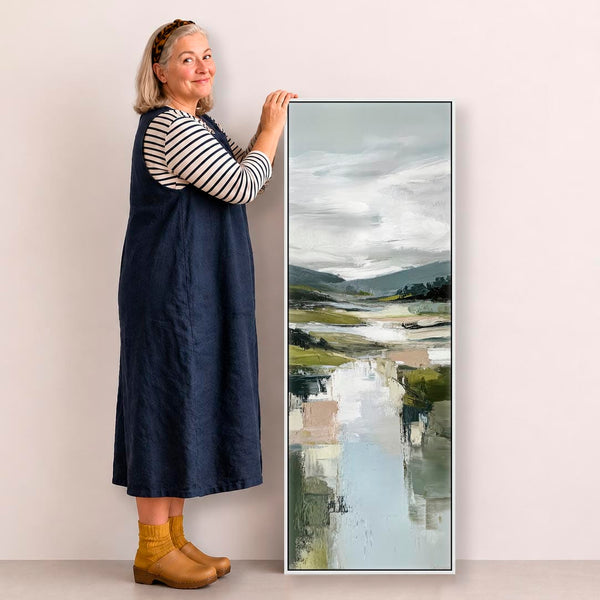 Tall Scottish Highland Wall Art - Narrow Loch Vertical Canvas
