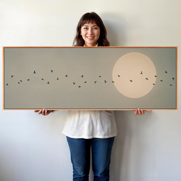 Wide Framed Long Canvas - Japandi Narrow Panoramic Artwork