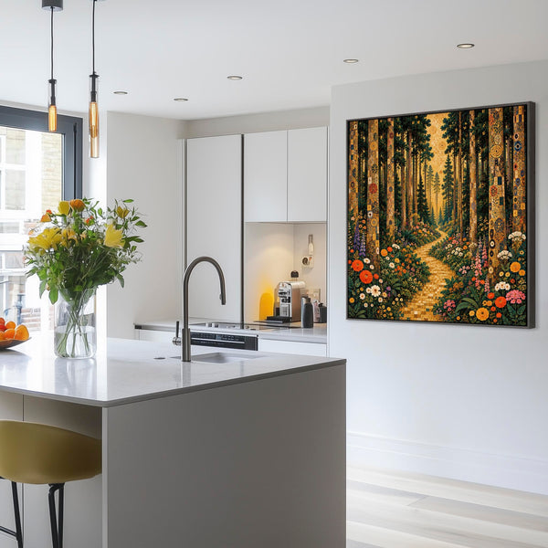 Gustav Klimt inspired Colourful Framed Canvas - Forest Path