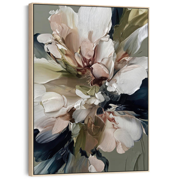 Abstract Floral Canvas Art Picture Framed - Pink Sage Green