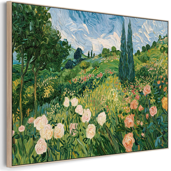Large Living Room Framed Wall Art - Abstract Van Gogh Meadow
