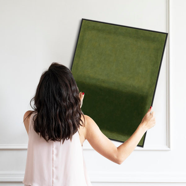 Dark Green Framed Artwork Canvas Rothko Style - Abstract Pasture