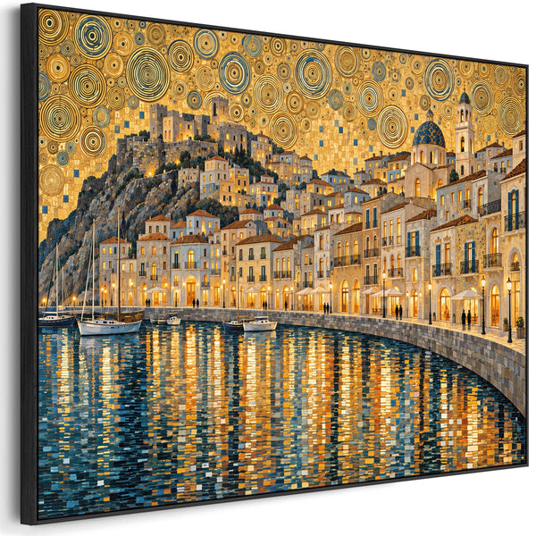 Gustav Klimt inspired Framed Artwork on Canvas Golden Promenade
