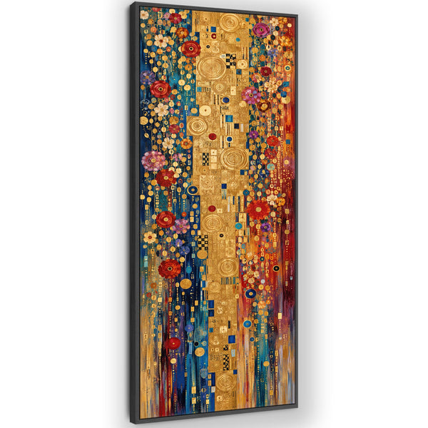 Tall Gustav Klimt inspired Colourful Framed Canvas Kaleidescope