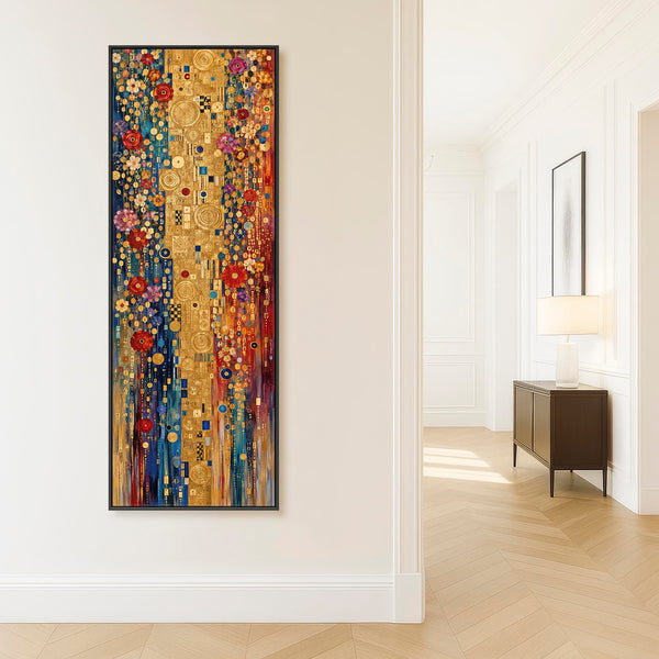 Tall Gustav Klimt inspired Colourful Framed Canvas Kaleidescope