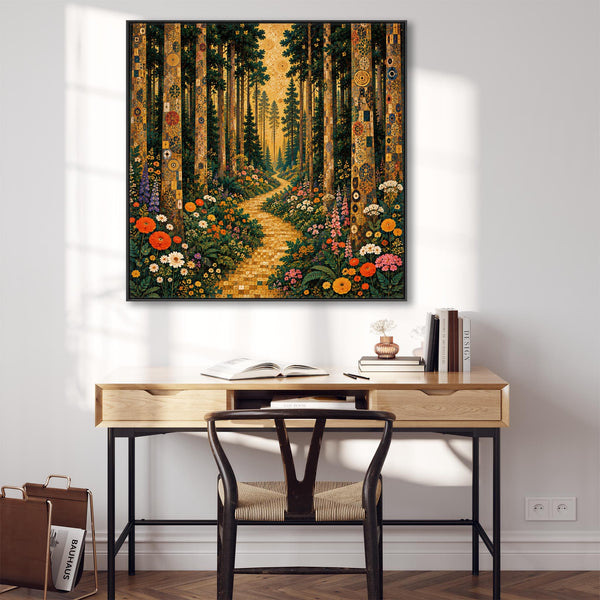 Gustav Klimt inspired Colourful Framed Canvas - Forest Path