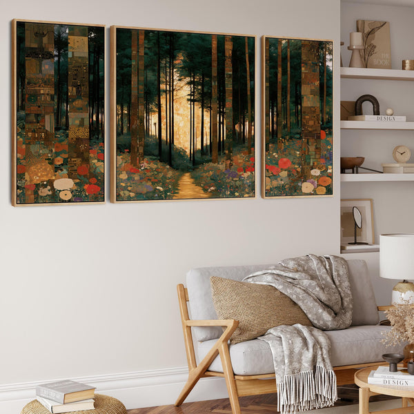 Extra Large Set 3 Gustav Klimt inspired Framed Art - Enchanted