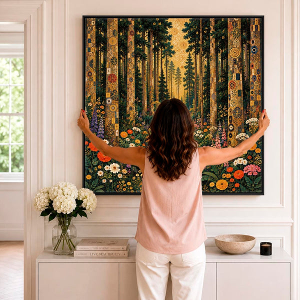 Gustav Klimt inspired Colourful Framed Canvas - Forest Path