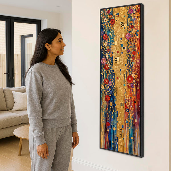 Tall Gustav Klimt inspired Colourful Framed Canvas Kaleidescope