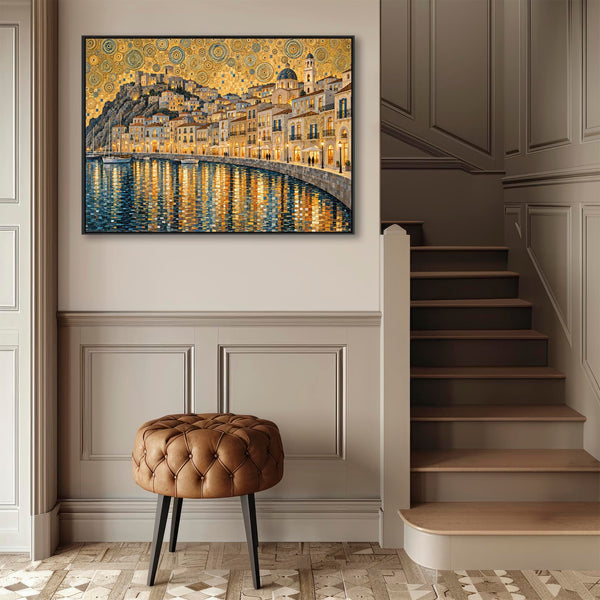 Gustav Klimt inspired Framed Artwork on Canvas Golden Promenade