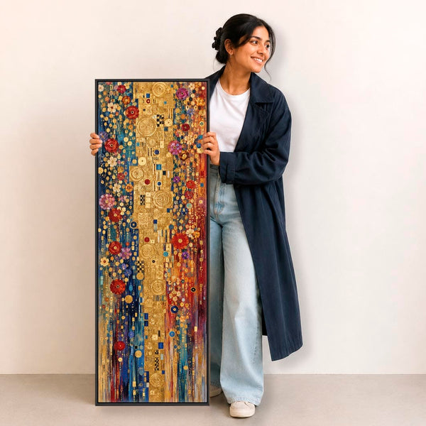 Tall Gustav Klimt inspired Colourful Framed Canvas Kaleidescope