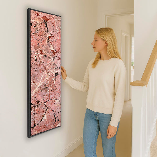 Tall Pink Hallway Wall Art - Framed Blush Abstract for Hall