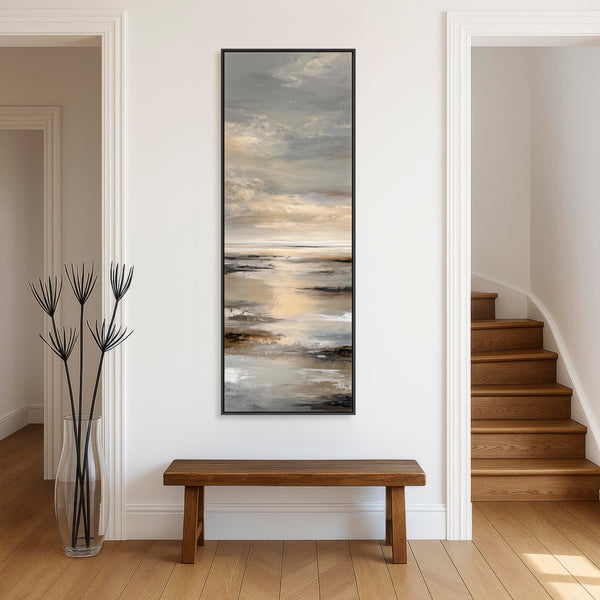 Tall Neutral Black Entrance Hall Framed Canvas Art for Hallway