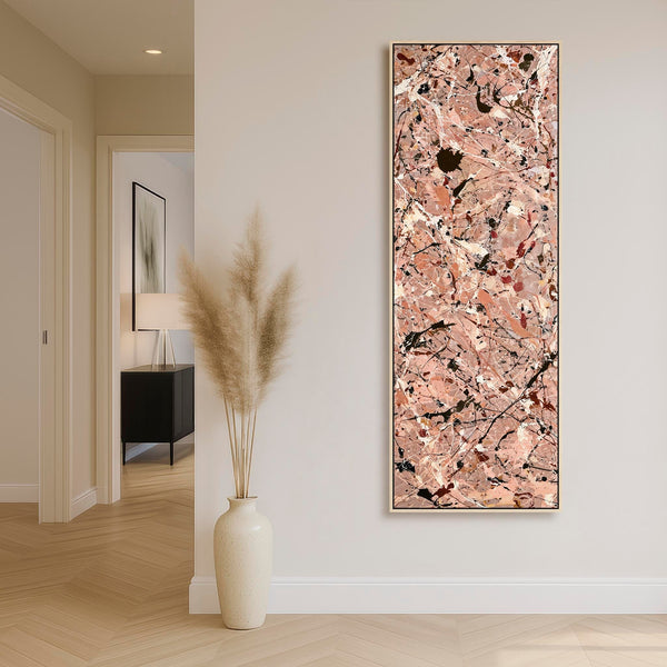 Tall Framed Hallway Wall Art Blush Peach Pink Canvas for Hall