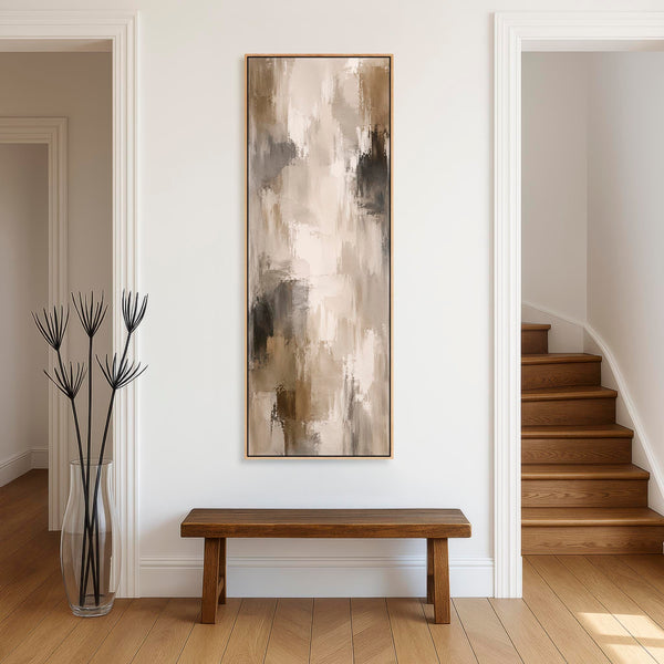 Hallway Framed Canvas Picture - Beige Brown Abstract Hall Art
