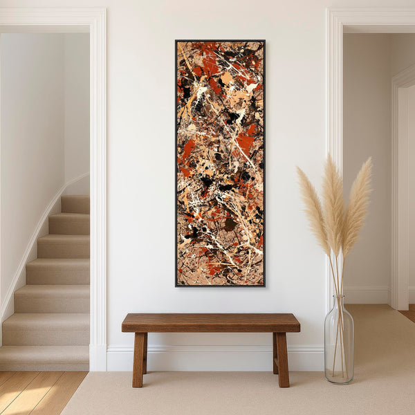 Hallway Framed Canvas Picture - Beige Rust Entrance Way Art