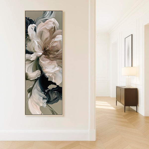 Tall Framed Hallway Canvas Print Sage Green Pink Vertical Art