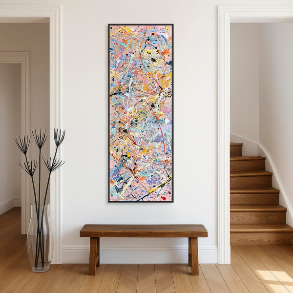 Tall Jackson Pollock Style - Abstract Vibrant Framed Wall Art