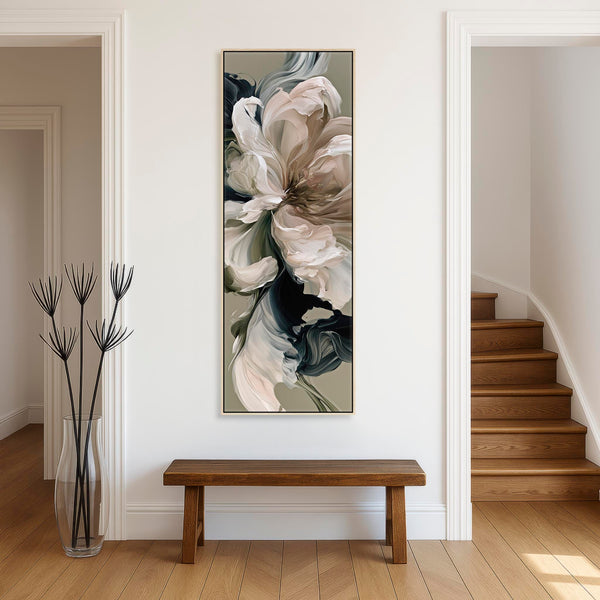 Tall Framed Hallway Canvas Print Sage Green Pink Vertical Art