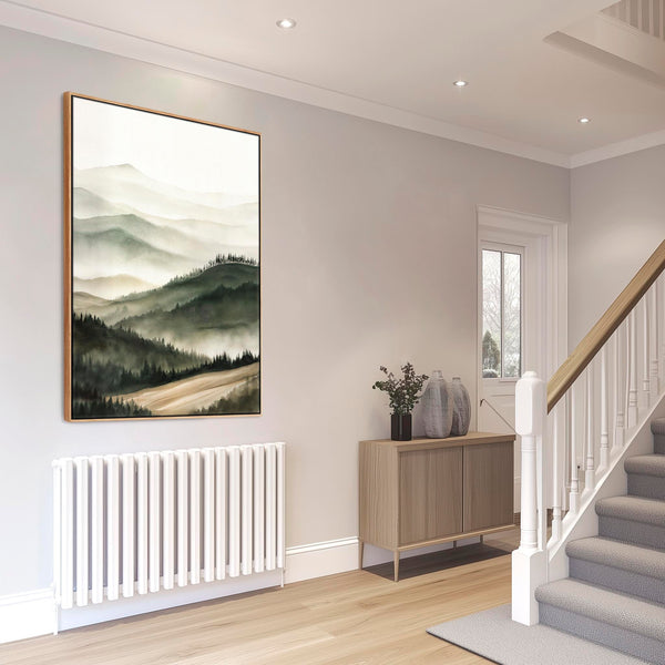 Hallway Framed Green Wall Art Canvas For Entrance Way - Elan
