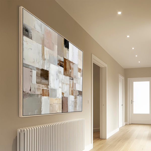 Hallway Framed Canvas Neutral Blush Brown Entrance Way Artwork